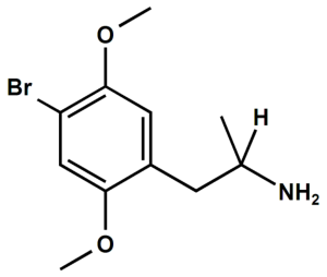 Struktur von 2,5-Dimethoxy-4-brom- amphetamin (DOB)