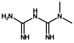 Struktur von Metformin.