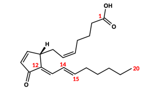 Sruktur von 15-Deoxy-D-12,14-Prostaglandin J2.